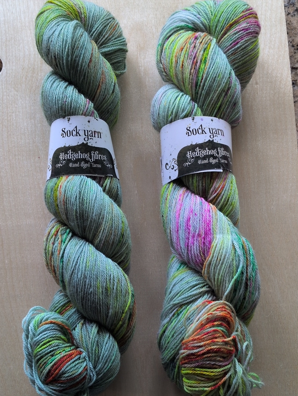Hedgehog Fibers 2 Skeins Hand-Dyed Sock Yarn - Green Multi Made In Ireland ☘️